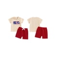 thumbnail image 2 of vera natura Baby Boys Shorts Set, Short Sleeve Embroidery Letters T-shirt with Elastic Waist Shorts Summer Outfit for 4th of July, 2 of 8