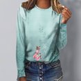 thumbnail image 2 of Pompotops Hauts Amples à Col Rond pour Femmes T-Shirts Imprimés Décontractés Blouse à Manches Longues en Solde, 2 of 5