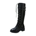 thumbnail image 3 of Mostsola Womens Motorcycle Boots Lace up Knee High Boots with Side Zipper Fashion Buckle Riding Boot, 3 of 6