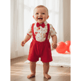 thumbnail image 6 of BemeyourBBs Newborn Baby Boy Valentines Day Outfit Gentleman Heart Bowtie Heart Bear Romper Shirt and Suspender Shorts Set Spring Summer Clothes, 6 of 9
