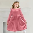 thumbnail image 6 of Odeerbi Kids Girls Long Sleeve Velvet Dresses Spring Fall Ruffle Princess Dress Casual Flared A-Line Dress Kids Girls Clothes, 6 of 9