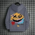 thumbnail image 4 of cui Clearance,Men's Graphic Printed Oversized Hoodies Loose Fit Long Sleeve Hooded Sweatshirt Black Casual Fashion Pullover Grey XXXL, 4 of 5