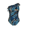 thumbnail image 4 of Yiaed Blue Leaves A Print Women One Piece Swimsuits Tummy Control One Shoulder Bathing Suits Pattern Ruffle Swimwear-Large, 4 of 8