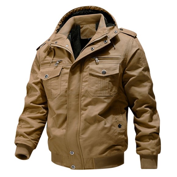 WRKEKC Vestes pour Hommes avec Capuche Couleur Unie Veste Cargo Décontractée avec Fermeture Éclair et Poches à Boutons Manches Longues Manteau à Capuche Coupe-Vent Automne Hiver Tendance pour Hommes