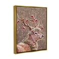 thumbnail image 3 of Stupell Industries Deer Antler Holiday Ornaments Holiday Painting Gold Floater Framed Art Print Wall Art, 3 of 6