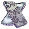thumbnail image 2 of Compatible con iPhone 16, linda funda 3D de mariposa con purpurina brillante, carcasa de lujo para mujeres y niñas, protección para cámara, parachoques de 6.1 pulgadas, color rosa., 2 of 6
