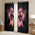 thumbnail image 3 of Feelyou Vintage Pink Bowknot Black Out Curtains for Women, Tribal Damask Flower Curtains Pack of 2 (42x63 Each), Wester Old Fashion Bedroom Curtains, Living Room Curtains Decor, 3 of 7