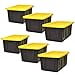 thumbnail image 3 of HOMZ Durabilt 15 Gallon Storage Tote Home Organization Heavy Duty Container Stackable Bins with Hinged Flip Lids, 6 Pack, Black and Yellow, 3 of 4