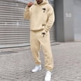 thumbnail image 1 of Men's Suits Product Title for Men Casual Solid Two Piece Hooded Sports Set with Raglan Sleeve Drawstring Pant Set, 1 of 5