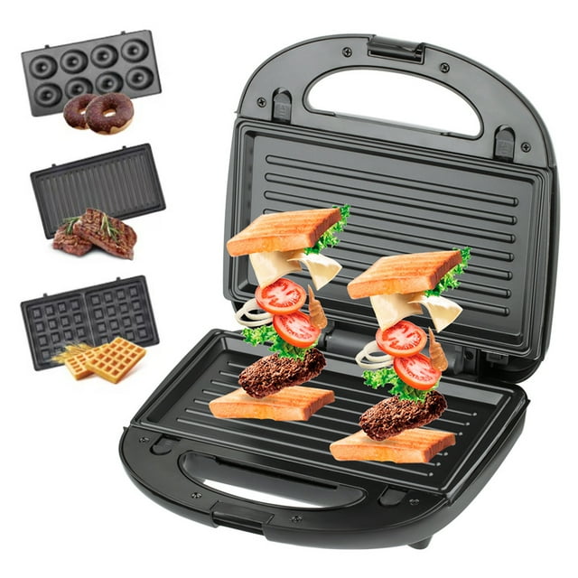 Machine à Sandwich Électrique 3 en 1 pour le Déjeuner avec Ensemble de 3