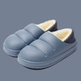 thumbnail image 1 of Zapatillas de algodón impermeables de suela gruesa para el hogar, para mujer, para uso exterior en invierno, con bolsa y tacón, antideslizantes, para parejas, cálidas, acolchadas de algodón, 1 of 6