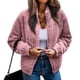 thumbnail image 1 of Mujer Invierno Chaqueta De Manga Larga Moda Otoño Invierno Cálido Color Puro Cremallera Frente Abierto Outwear Abrigo Rosa S, 1 of 5