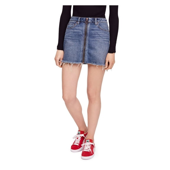 WE THE FREE Womens Blue Denim Mini Pencil Skirt Size: 29 Waist
