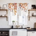 thumbnail image 2 of 2 Panels Kitchen Tier Curtains 39 Inch Length, Orange Fall Leaves Grommets Window Treatment Curtain, Vintage Country Plants Pastoral Farm Thermal Curtains Drapes for Living Room/Bathroom, 2 of 9
