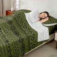 thumbnail image 4 of Manfei Bohemian Aztec Bed Sheets,Exotic Style Fuul Size Sheets, Green Black, Black Reversible 4 Pieces1 Flat Sheet + 1 Fitted Sheet + 2 Pillowcases, 4 of 6