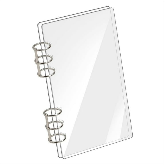 Rollbacks & More A6 Binder 6-Ring Clear Acrylic Notebook Cover Planner Budget Loose Leaf Folders Office Supplies
