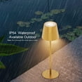 thumbnail image 3 of Ralbay 1 Pack Gold LED Cordless Table Lamp, 5000mAh Rechargeable Battery Lamp, Stepless Brightness Gold Dining Table Lamps, IP54 Waterproof Battery Powered Lamps Outdoor Cordless Table Lamps, 3 of 9