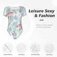 thumbnail image 6 of Uemuo Tropical Flamingo Pattern Women's One Piece Short Sleeve Swimsuit Rash Guard Surfing Modest Quick-drying Swimsuit Beach Essentials-X-Large, 6 of 9