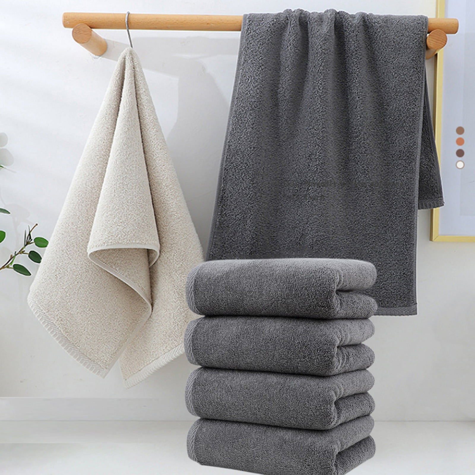 JeashCHAT 4 Pcs Hand Towels Set, Cotton Hand Towel Face Towel Washcloth, Super Soft Highly Absorbent Quick Dry Towels for Bathroom Gym Shower Hotel, 13.8"x30.7", Black