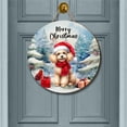 thumbnail image 2 of Merry Christmas Poodle Enjoys Woofmas Winter Xmas Holiday Round Wood Sign Poodles Dog Lover Gifts Idea Hanging Wall Home Decor - 02022, 2 of 5