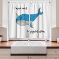 thumbnail image 2 of Ambesonne Narwhal Kitchen Curtains, Hand Drawn Blue Whale, 55"x45", Azure Blue Grey Yellow, 2 of 3