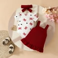 thumbnail image 4 of Afdoent Cute Outfits For Girls Toddler Baby Girls Short Sleeve Cartoon Print Romper And Skirts Headband 3Pcs Outfits Clothes Set For Children Cute Kids Clothes 6-9 Months, 4 of 9