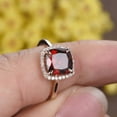 thumbnail image 2 of Cushion Cut Red Garnet engagement ring -14k Yellow Gold Finish Wedding Band -Diamond Halo Promise Ring - Anniversary Ring -valenties day gift for Girlfriend, 2 of 2