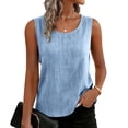 thumbnail image 5 of Linen Tank Tops for Women 2026 Spring Summer Casual Comfy Sleeveless Linen Shirts Loose Lightweight Gauze Camisoles Light Blue L, 5 of 9