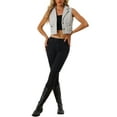 thumbnail image 2 of INSPIRE CHIC Women's Tweed Vest Notched Lapel Collar Sleeveless Vintage Plaid Crop Waistcoat, 2 of 5