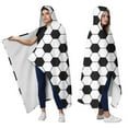 thumbnail image 2 of Wearable Blanket,Soccer Ball Pattern Hooded Wearable Sherpa Blanket for Adults & Teens,Winter Poncho Shawl Wrap Cape Thick Warm,60"x80", 2 of 5