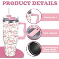 thumbnail image 3 of 40Oz Bow Floral Tumbler with Straw & Lid Pink Bowknot Flower Travel Coffee Tumbler Cup with Handle for Spring Party Favor Supplies, 3 of 6