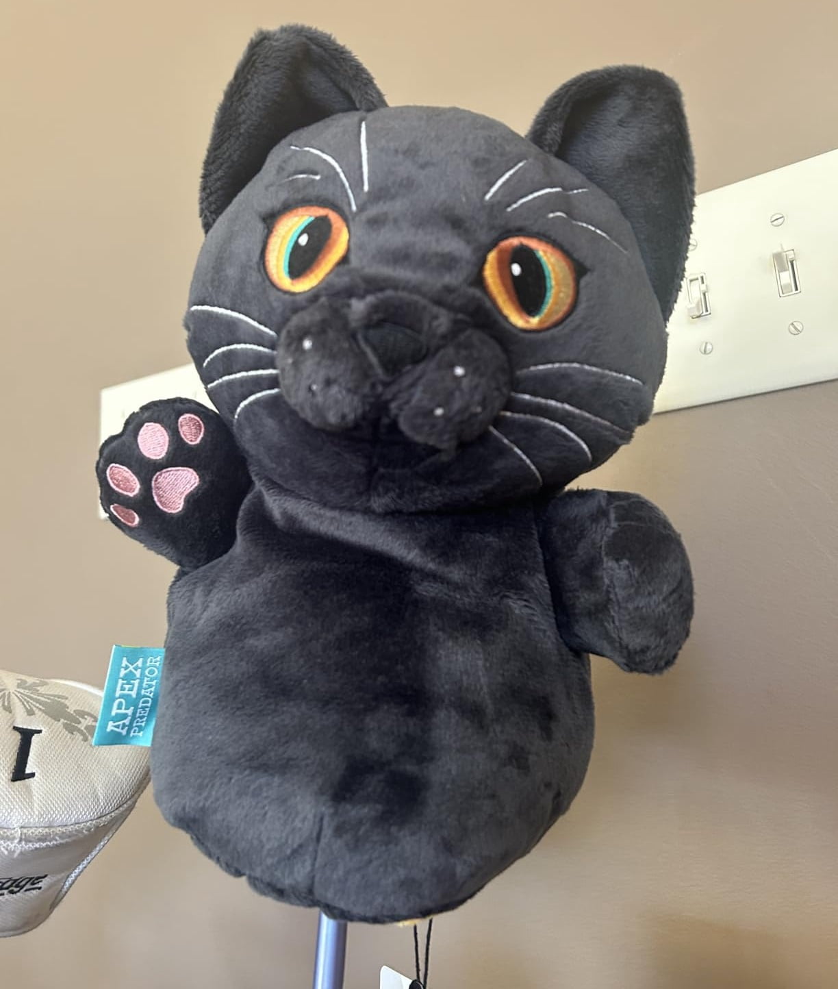 dinofactory Cat Golf Driver Headcover, Plush Kitten, Dark Gray