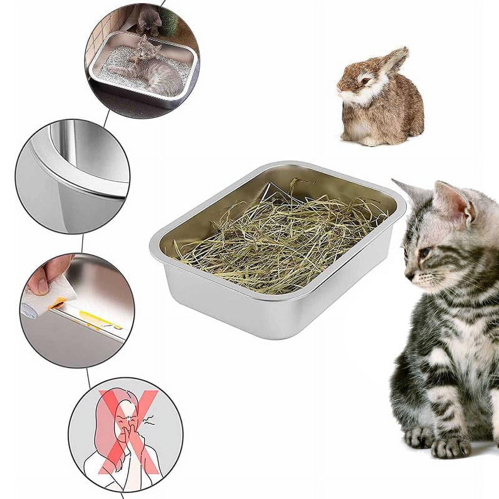 Cat Litter Box Stainless Steel 4 inch Side Height Smooth Surface Metal Pan