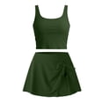 thumbnail image 4 of DISKEBUISS Women's Tankini Bathing Suits Solid Color Padded Wireless Tank Top & Skirt Two Piece Swim Set for Beach, 4 of 6