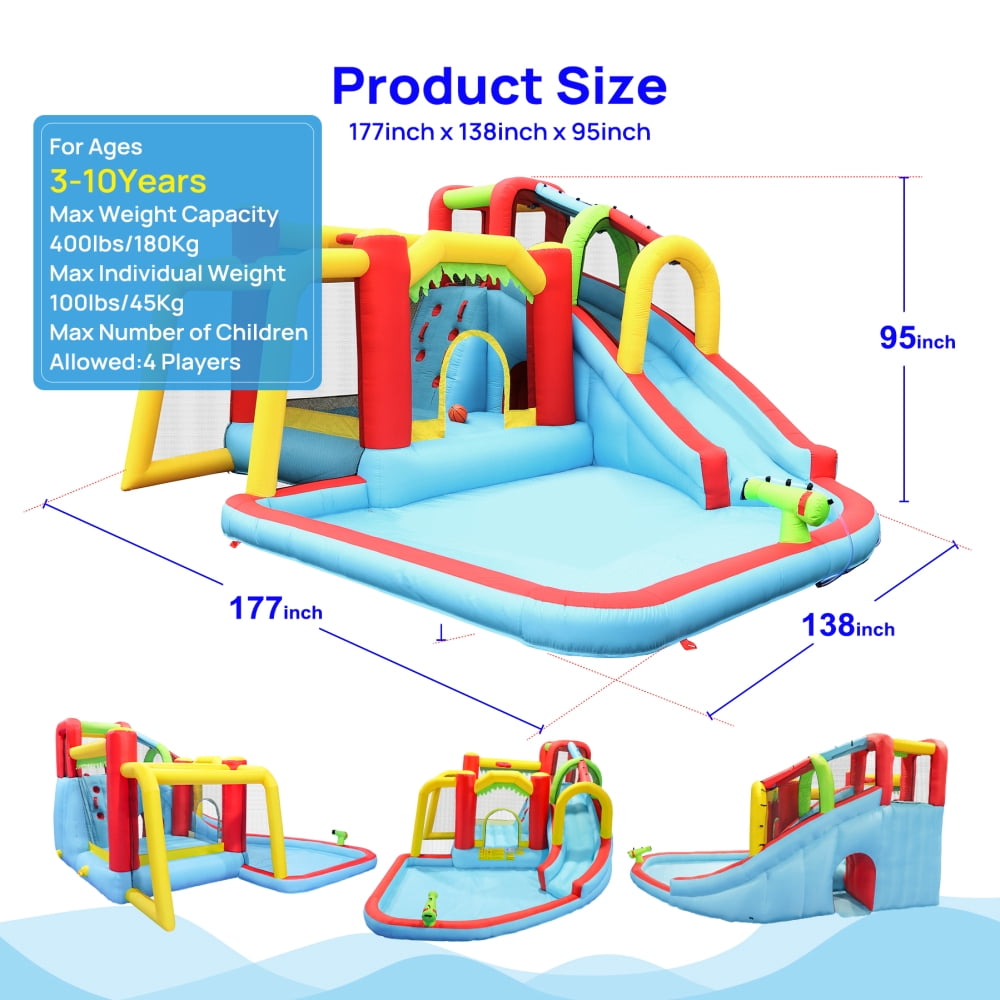 Nobol 7-in-1 Inflatable Water Slide Park Bouncer with Splash Pool and Climbing Wall