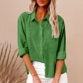 thumbnail image 6 of Yigetop Linen Button Down Shirt Women! Womens Casual Long Sleeve Cotton Blouse Loose Fit Collared Work Gauze Tops with Pocket Womens Linen Tops Green M, 6 of 9