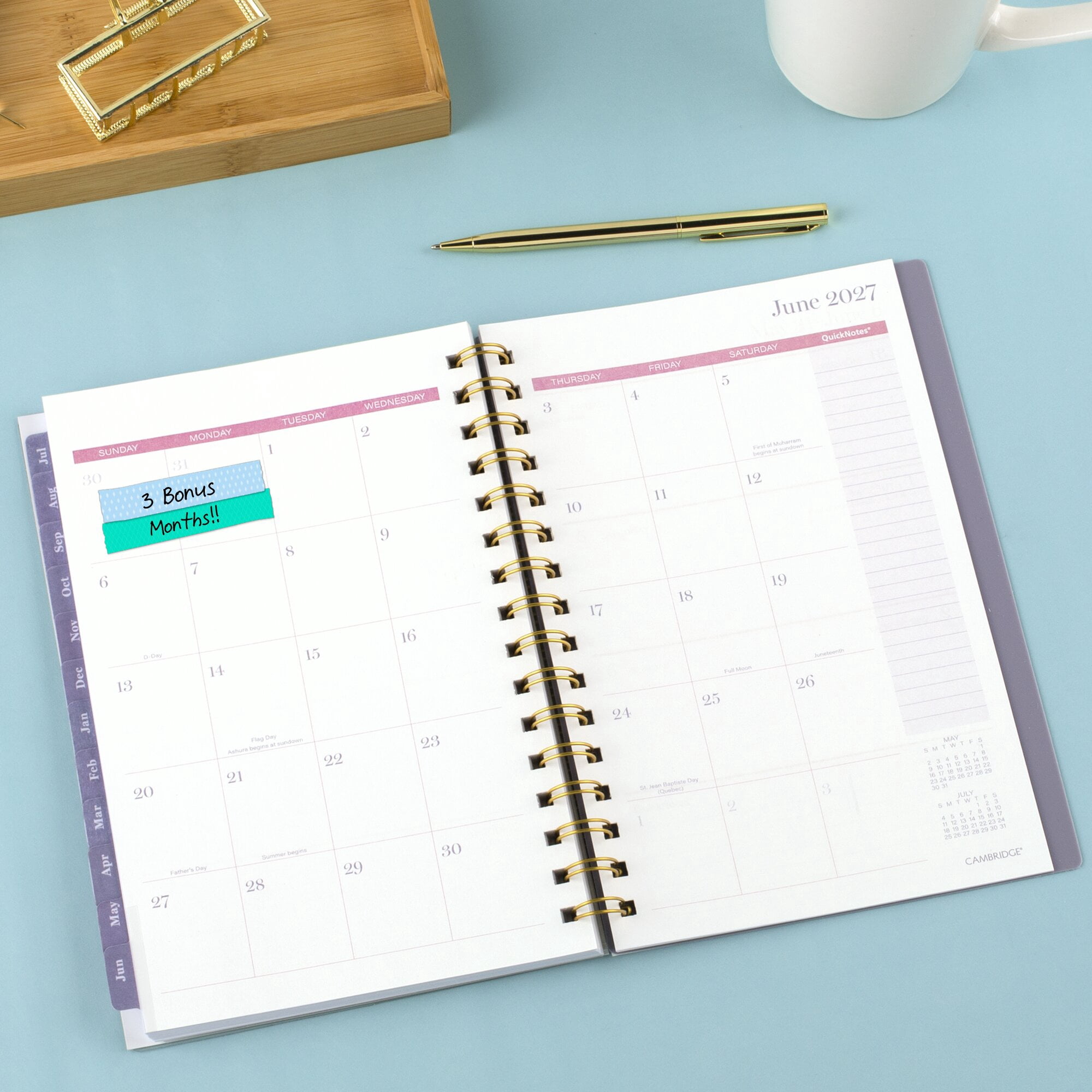 Mead Cambridge Tea Rose Academic 2026-2027 Weekly Monthly Planner Small 5 12 x 8