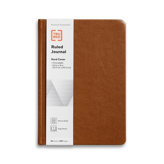 TRU RED 5.5” x 8” Medium Hard Cover Narrow Ruled Journal Cognac (TR61950)