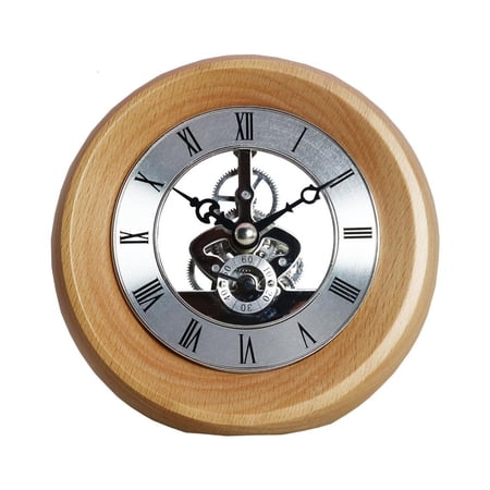 Perspective Wall Clocks Wood Vintage Clock With Visible Internal Rotating Gear 7inch Diameter Wall Clock