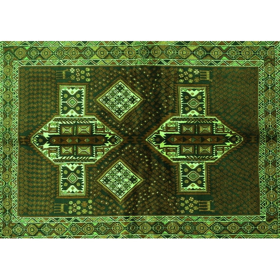 Ahgly Company Indoor Rectangle Persian Green Traditional Area Rugs, 2' x 5'