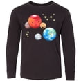 thumbnail image 3 of Inktastic Planetary Playdate cute Earth, Mars, and Moons Long Sleeve Youth T-Shirt, 3 of 5