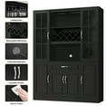 thumbnail image 6 of Homfa 74‘’ Tall Kitchen Pantry Cabinet, 6 Doors Storage Cabinet with Wine Rack and Adjustable Shelves, Kitchen Food Cabinets with Hutch & Drawer, Black, 6 of 9