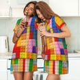 thumbnail image 4 of Easygdp Colorful Plastic Blocks Pattern Camisón de manga corta para mujer, informal, estampado, 4 of 6
