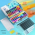 thumbnail image 2 of Set de pintura de acuarela Caliart de 100 colores con pinceles y estuche, 2 of 8