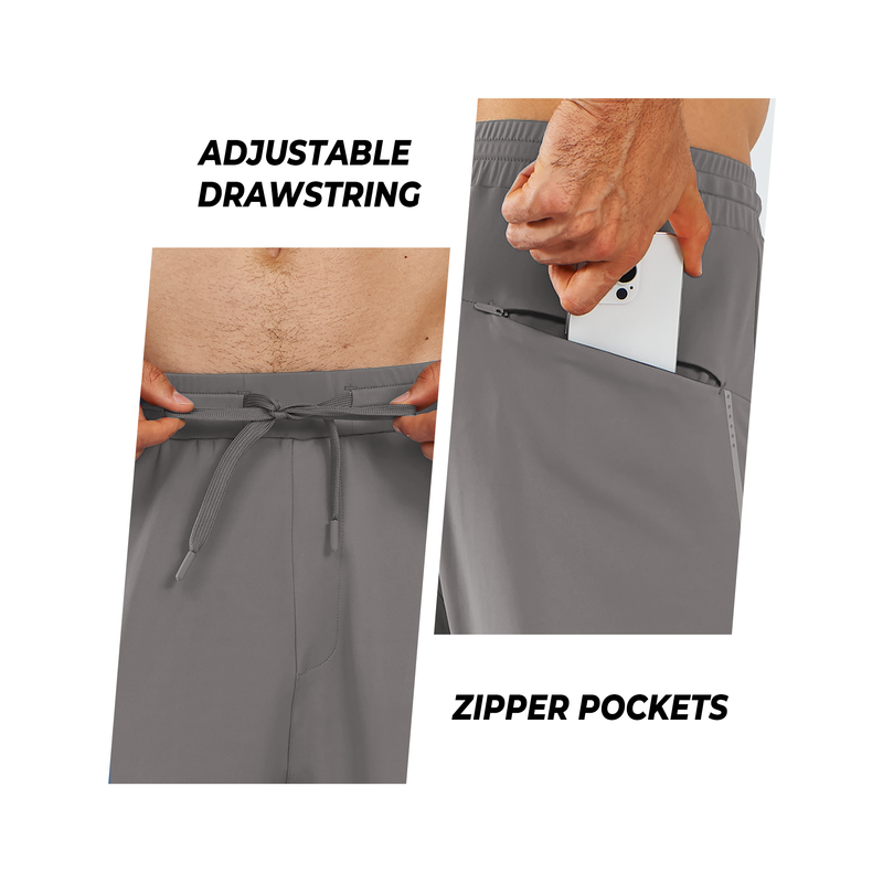 NORTHYARD Men's Athletic Joggers with Zipper Pockets, Light Grey photo 3