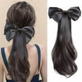 thumbnail image 2 of 40cm Elegant Black Bowknot Ribbon Long Curly Clip Style Wig Simulation Fluffy: X8L2, 2 of 8