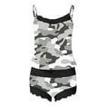 thumbnail image 5 of Lovskoo Women Spaghetti Strap Pajama Set Loungewear Two Piece Home Suit European and American Trendy Casual Camouflage Printing Lace Pajama Suit Sleepwear Gray, 5 of 6