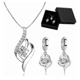 thumbnail image 1 of Plata 925 Juego Collar Y Aretes Mujer De Corazón Con Cristal Xtellar plateado, 1 of 3