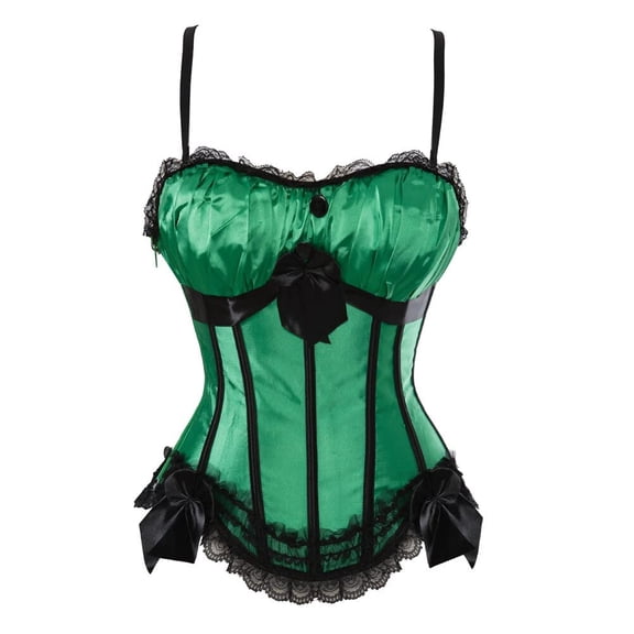 Goth Padded Burlesque Bustier Corset Tops for Women Green S