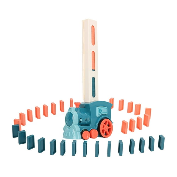 FYBTO Domino Train Toy Sound Light Improve Creativity Automatic Dominoes Stacking Game for Children Blue-090703